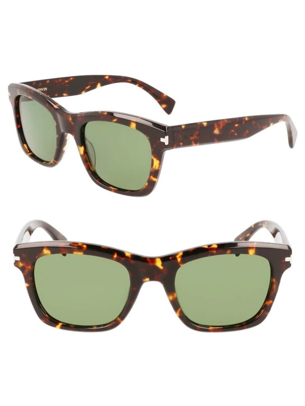 Lanvin LNV620S 234 52mm Square Cat Eye Sunglasses Dark Havana / Green - Italy